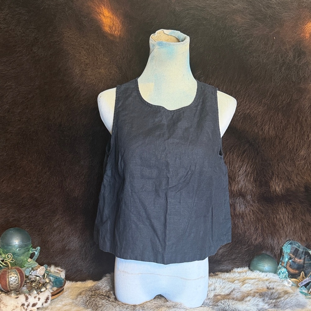 J. Crew black linen Top S (3175)